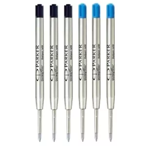 3 ricariche inchiostro penna a sfera blu + 3 nero punta fine per sostituire stile Parker - Foto 1 di 4