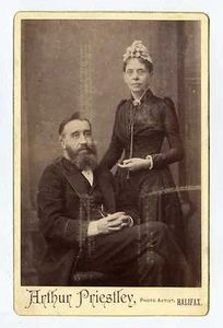 (Lc2130-453) Victorian Real Cabinet Photo, Couple, Priestley, Halifax - Picture 1 of 1