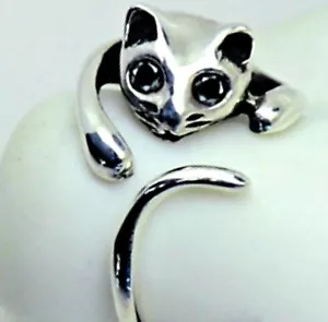 Original"" Adorable Anillo para Gato - Ojos de Cristal NEGROS - Ajustable - Caja de Regalo GRATUITA - Imagen 1 de 6