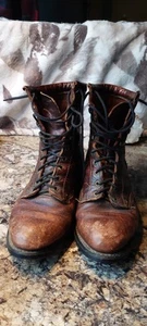 Vintage 1960’s 1970’s Brown Leather Lace Up Boots Women Work Ranch Rodeo Dance - Picture 1 of 20