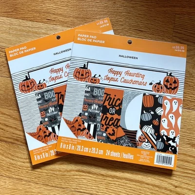 Halloween Happy Haunting Lot of 2 - 24 Sheets 8 X 8 Double Sided Pad Cardstock - Image 1 of 4