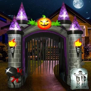 Outdoor Inflatable Halloween Decorations, Lighted 12 Ft Tall Huge Haunted House - Picture 1 of 5