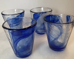 Set quattro bicchieri Bormioli Rocco blu cobalto 8 once - Foto 1 di 8