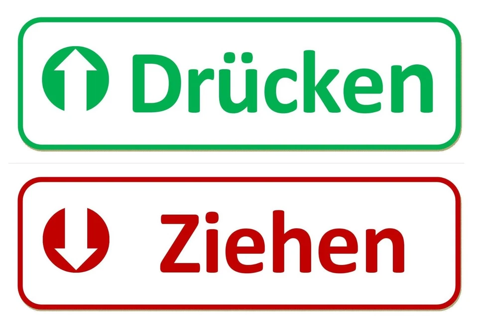DIVERSE ☆ Klebeschild- Drücken / Ziehen - 196x65 Aufkleber Schild Türschild Eingang