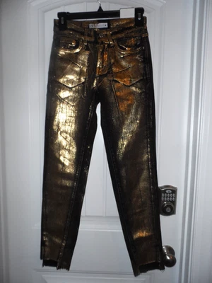 Cool Zara size 2 black gold metallic jeans women skinny fit mid rise NWT - Image 1 of 4