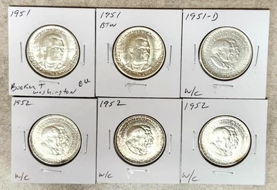 Lot of 6 Booker T Washington & Washington/Carver Half Dollars - BU - Lustrous - Image 1 of 4