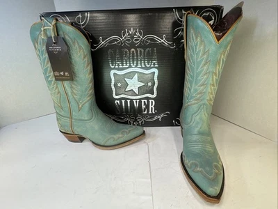 Botas Vaqueras CABORCA PLATEADAS por LIBERTY NEGRAS Fontana Turquesa NUEVAS CON CAJA Foto 1 de 4