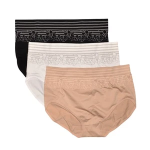 BREEZIES NEW $34 Set of 3 Floral Stripe Seamless Full Briefs Basic 1X - Picture 1 of 3