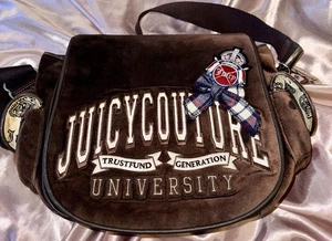 EUC Vintage Brown Juicy Couture Messenger Bag Velour Juicy Couture University - Picture 1 of 23
