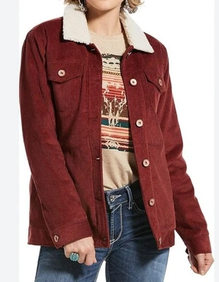 Jaqueta de Caminhoneiro ARIAT Feminina Western Rústica Veludo Ferrugem Cobre X-Grande - Imagem 1 de 4