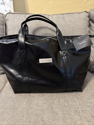 Bolso de viaje John Varvatos imitación cuero para hombre fin de semana gimnasio - negro NUEVO Foto 1 de 4