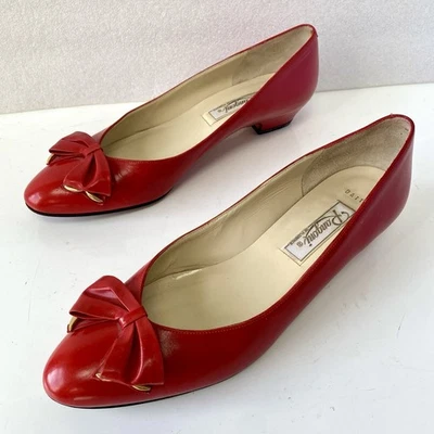 Zapatos de cuero Rangoni Of Florence de colección lazo rojo dorado para mujer talla 8,5 AA Italia EE. UU. Foto 1 de 4