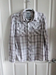 Men’s Levi Strauss & Co Shirts Large Pearl Buttons Snaps Long Sleeves Gray Plaid - Picture 1 of 10