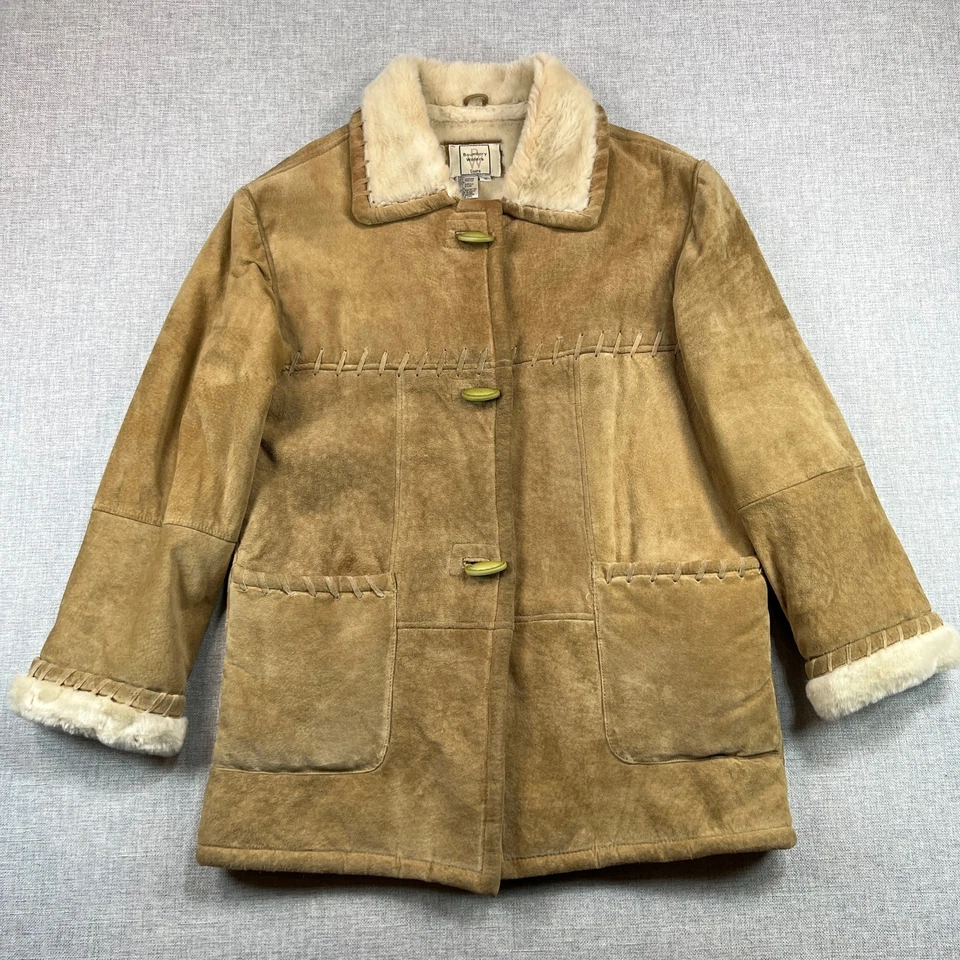 Abrigo De Colección Boundary Waters Gamuza Cuero Mujer M Tostado Piel de Oveja Boho Western Foto 1 de 4