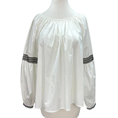 Puff largo bordado blanco roto Elizabeth and James para mujer Slv. Top Boho Talla Med Foto 1 de 4