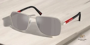 PRADA LINEA ROSSA PS A51S 18X80I Mt Champagne Mir Silver 57 mm Men's Sunglasses - Picture 1 of 2