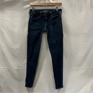 American Eagle Super Stretch X4 Jegging Denim Jeans Womens 6 Long Dark Wash Tall - Picture 1 of 11