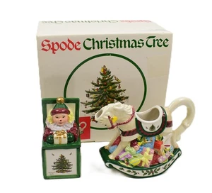 SPODE CHRISTMAS TREE JACK - IN - BOX SUGAR & ROCKING HORSE CREAMER - Picture 1 of 11