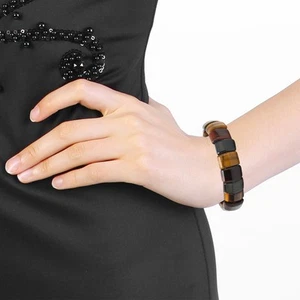 Tiger Eye Bracelet Mixed Color Square Beads Unisex Natural Stone Bracelet Fo DTS - Imagen 1 de 22