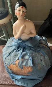 lovely art deco pierrot half doll with skirt/pin cushin - Picture 1 of 1