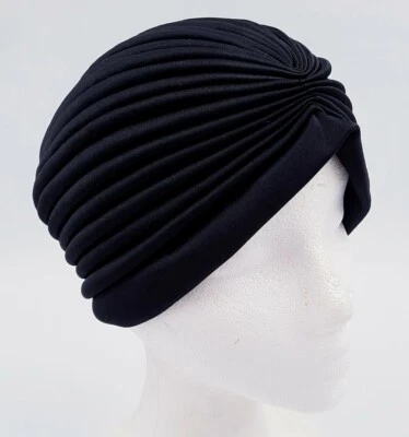 Vintage Women Hollywood Black Turban Chemo Hats Hair Loss Cap Head Wrap Head  - Image 1 of 4