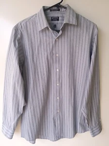 ARROW Fitted Gray Stripe Men's Long Sleeve Button Shirt 16 1/2 (34/35) - Picture 1 of 7