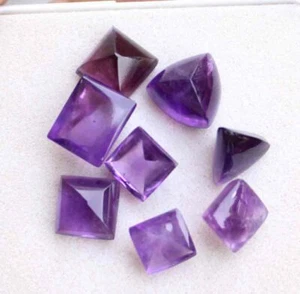 26.50 Cts 100% Natural Trillion Cut Cabochon African Purple Amethyst Loose Gems - Picture 1 of 2