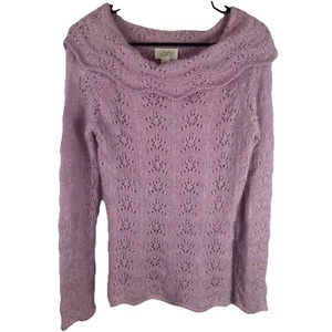 Suéter Ann Taylor Loft para mujer lavanda capucha cuello con brillo plateado talla M - Imagen 1 de 5
