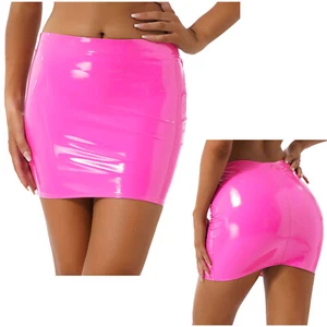 Women Glossy PVC Leather Mini Skirt Ladies Bodycon Short Pencil Skirts Clubwear - Picture 1 of 63