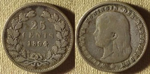 Netherlands : 1894 25 Ct. F-VF #115 IR7804 - Picture 1 of 1