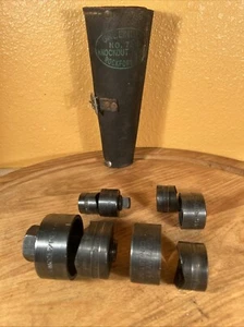 Vintage Greenlee No. 735 Conduit Knockout Punch Set w/Leather Case - Picture 1 of 6