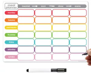 Fridge Meal Planner Dry Erase, Weekly Diet Journal Dry Wipe Magnetic Food Diary - Picture 1 of 4