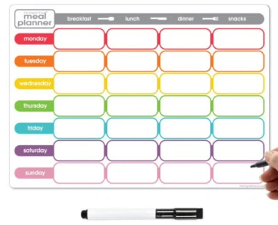 Fridge Meal Planner Dry Erase, Weekly Diet Journal Dry Wipe Magnetic Food Diary - Image 1 of 4