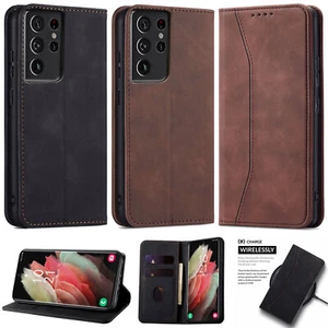 For Samsung Galaxy S21/S21+/S21 Ultra Leather Wallet Case Shockproof Pouch Cover - Picture 1 of 39