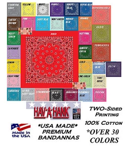 *USA MADE HAVAHANK 2-Sided Cotton PAISLEY BANDANNA BANDANA Head Wrap Scarf Hanky - Picture 1 of 55