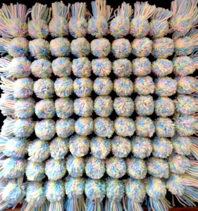 Hand Crochet Pom Pom Wall Hanging Pillow Cover Baby Infant Nursery Vintage Retro - Picture 1 of 5