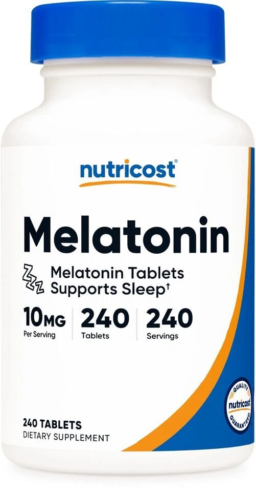 Nutricost Melatonin 10mg 240 Tablets - 10mg Per Serving Non-GMO Gluten