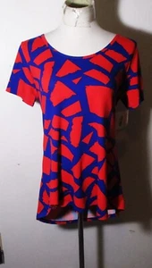 LULAROE Red Blue Tunic Short Sleeve "Classic T" Top Size M NWT - Picture 1 of 6