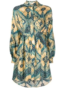 NEW Ulla Johnson Women Jude diamond-print shirt dress Size 8 #D6696 - Picture 1 of 9