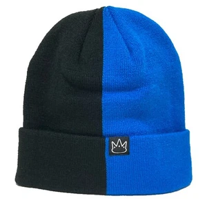 Jay Rauler halbschwarz blau 2 zweifarbige Beanie Strickmanschettenkappe Mütze Unisex neues Etikett 🙂 - Bild 1 von 4