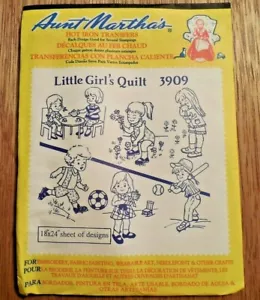 NEU Vintage Tante Martha's Hot Iron Transfers #3903 "Little Girl's Quilt" - Bild 1 von 2