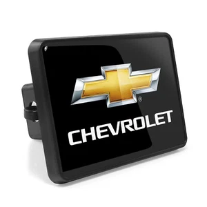 Chevrolet UV Resistant Graphic Black Metal Plate on ABS Plastic Tow Hitch Cover - Picture 1 of 5