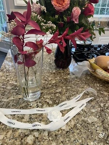 CHANEL WHITE RIBBON WITH CAMELLIA FLOWER 88”x 1” Authentic Brand New - Picture 1 of 3