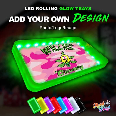 Customizable LED Rolling Tray Glow Tray (BLUE) - MOODTRAYS™ Mini Mood Tray - Image 1 of 4