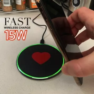 Wireless Phone Charger FAST Qi Charging Pad For iPhone 14 13 12 X Samsung Airpod - Picture 1 of 15