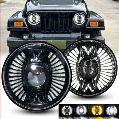 7" Inch Round LED Headlights Hi/Lo DRL Turn For Jeep Wrangler JK LJ TJ CJ 96-18 Foto 1 de 4