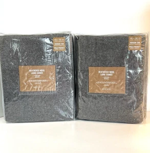 New~2~West Elm Curtains/Drapes Heathered Wool Pole Pocket~48x96 ~Slate Gray NWT - Picture 1 of 5