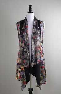SOFT SURROUNDINGS $98 Asian Inspired Sheer Panel Vest Jacket Top Size Large / XL