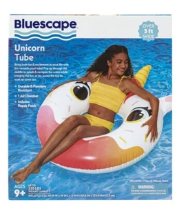 NEU Bluescape aufblasbarer Einhorn Schlauch Pool Schwimmer bis zu 220 Pfund Kapazität groß - Bild 1 von 3