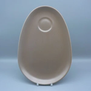 POOLE POTTERY SEPIA & MUSHROOM TV SET TRAY TENNIS PLATE 1950S TWINTONE C54 BROWN - Picture 1 of 9